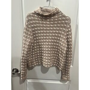 Sleeping on Snow Womens Sweater Popcorn Knit Mock Neck Tan Cream Size S‎